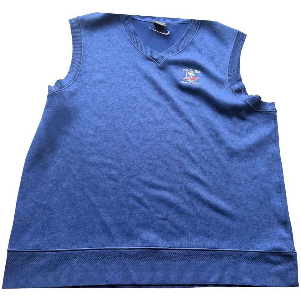 Nike Mens U.S. Open 2019 Pebble Beach Golf Vest XL Blue‎ Dri-FIT V-Neck Top 5 GC